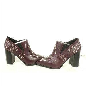 See by Chloe Studded Maroon Ankle Boots